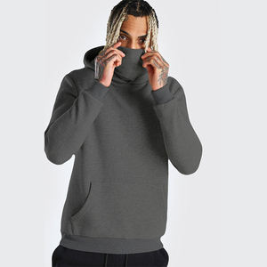 Custom Oversized Face Cover Maskes <strong>Snood</strong> <strong>Hoodie</strong> <strong>Men</strong> Blank Thick Fleece Cotton Pullover Ninja Hoodies With Masked - Product Image 1