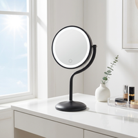 Miroir de maquillage portable double face 3x-5x, lumières LED tricolores à intensité variable, 3 modes commutables, commande tactile, rechargeable par USB
