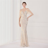 Robes de soirée en satin noir brodées de paillettes pour femmes, manches courtes, col en V, silhouette trompette sirène, robe de fête de luxe