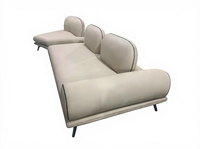 Ensemble de canapés modulaires en cuir PU beige - Canapé d'angle moderne de luxe avec pieds en acier inoxydable pour appartement ou hôtel