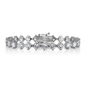 Women's Moissanite 925 Silver Tennis <b>Bracelet</b> Round Brilliant Cut Zircon Geometric Classic Style Fashion <b>Beaded</b> <b>Bracelet</b> - Product Image 1