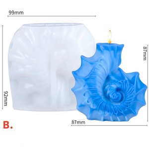 Molde de silicona para velas con forma de concha, 4 estilos, para velas aromáticas, jabón, yeso, resina, decoración del hogar, venta al por mayor - Product Image 4
