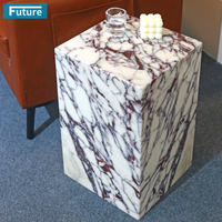 Table d'appoint en marbre Calacatta Viola 100% naturel d'Italie pour appartement, villa, hôtel, salon, chambre à coucher