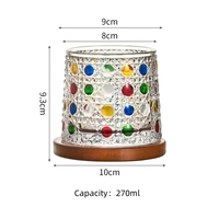 Verres à whisky en cristal réutilisables colorés personnalisés de 270ml avec plateau en bois pour la fête