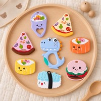 Set Teether Bayi Bentuk Makanan Sushi Pizza Burger Dinosaurus Mainan Gigitan Bayi Non-Toksik 0-12 Bulan Custom