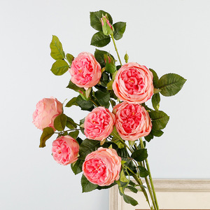 Rosas Artificiales Austin, Flores de Seda Plástica, Alta Simulación, Decoración de Bodas, Ramo de 3 Cabezas - Product Image 4