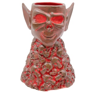Personnalisé Halloween Hawaii bar tropical verre à cocktail non émaillé brun rouge surface céramique démon diable tête crâne squelette tiki mug - Product Image 1
