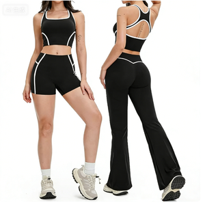 Conjunto de Yoga de 2 Piezas <span class=keywords><strong>para</strong></span> <span class=keywords><strong>Mujer</strong></span>, Cintura Alta Elástica, Shorts Deportivos Casuales, Ropa de Gimnasio - Product Image 1