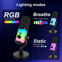 Microphone à condensateur USB A17 avec éclairage RGB dynamique pour le gaming et l'enregistrement de podcasts, équipement de studio de bureau pour utilisation sur ordinateur