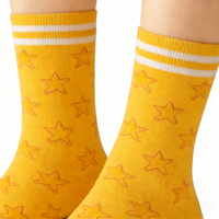 Chaussettes pour femmes en coton personnalisées, blanches/jaunes, détail de la bordure, sans couture, antibactériennes, respirantes, chaussettes décontractées à la cheville, vente en gros
