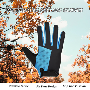 WEST <b>BIKING</b> Summer Cycling Breathable Half <b>Finger</b> Polyester Gloves Adult Unisex Anti-slip Shock-absorbing Hook & Loop Closure - Product Image 2