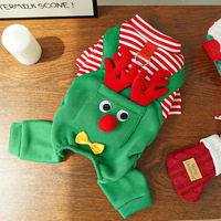 Hunde-Weihnachtsoutfit Rentier-Overall Haustier-Kostümset Gestreiftes Welpen-Shirt mit D-Ring Niedliche Weihnachtskleidung für Kleine Hunde und Katzen