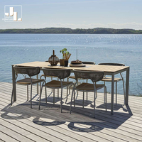 Moderno Hotel al aire libre de lujo mesa de comedor y silla de jardín Patio marco de aluminio al aire libre silla apilable muebles