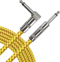 Guitar Cable 10ft Right-Angle 1/4" Instrument Cable 24AWG OFC Wire Uncoated for Electric Bass Guitar Mandolin & Pro Audio