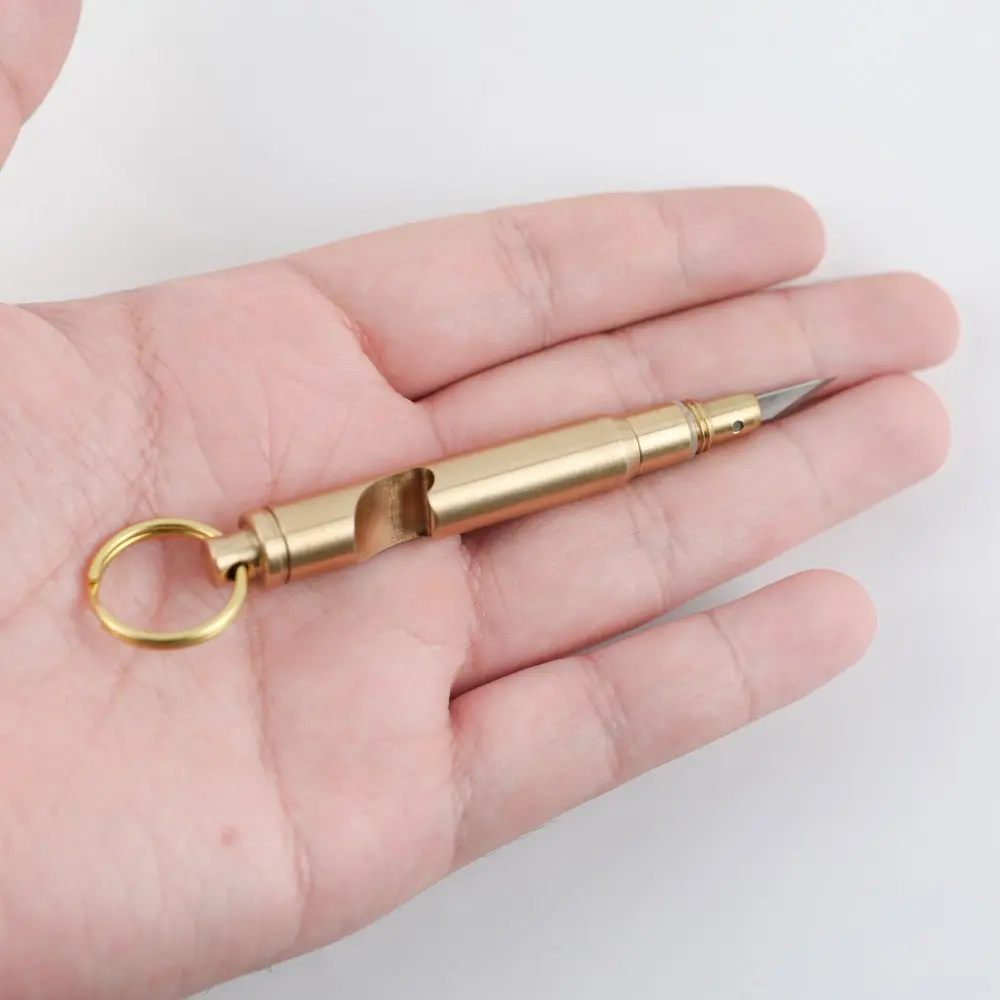 MAXERY Amazon hot selling brass multi function Mini knife self defense Keychain folding knife