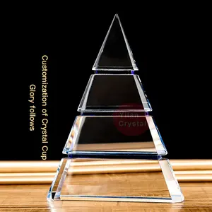 Fermacarte a piramide in cristallo trasparente Laser 3d per regali aziendali