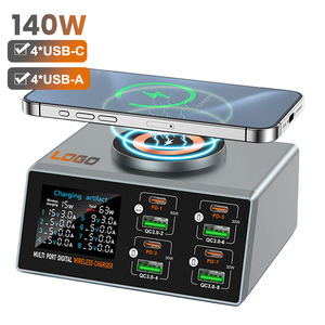 EU US UK AU KR 140W GaN PD <span class=keywords><strong>Cargador</strong></span> Pantalla digital Escritorio USB Tipo C <span class=keywords><strong>Cargador</strong></span> rápido PD PPS QC4.0 <span class=keywords><strong>Cargador</strong></span> rápido para <span class=keywords><strong>MacBook</strong></span> - Product Image 1