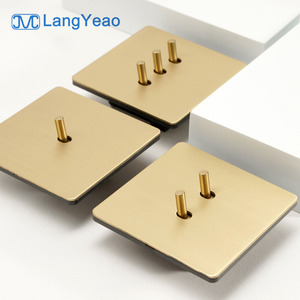 Langyeao Vàng chải thép không gỉ Bảng điều chỉnh Retro chuyển đổi tường chuyển đổi ánh sáng 1-4 gang chuyển đổi kép USB anh Ổ cắm điện cho nhà - Product Image 1