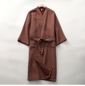 100% Cotton Gauze Bathrobe For Men And Women Thick Winter Hotel Style Kimono Robe With Wide Belt Couples Home Spa Robe