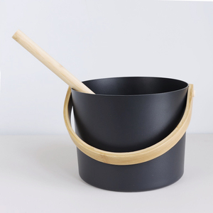Ensemble de sauna en aluminium noir élégant, directement de l'usine, avec louche douce au toucher et seau de style européen de 10 L pour salles de sauna traditionnelles - Product Image 3