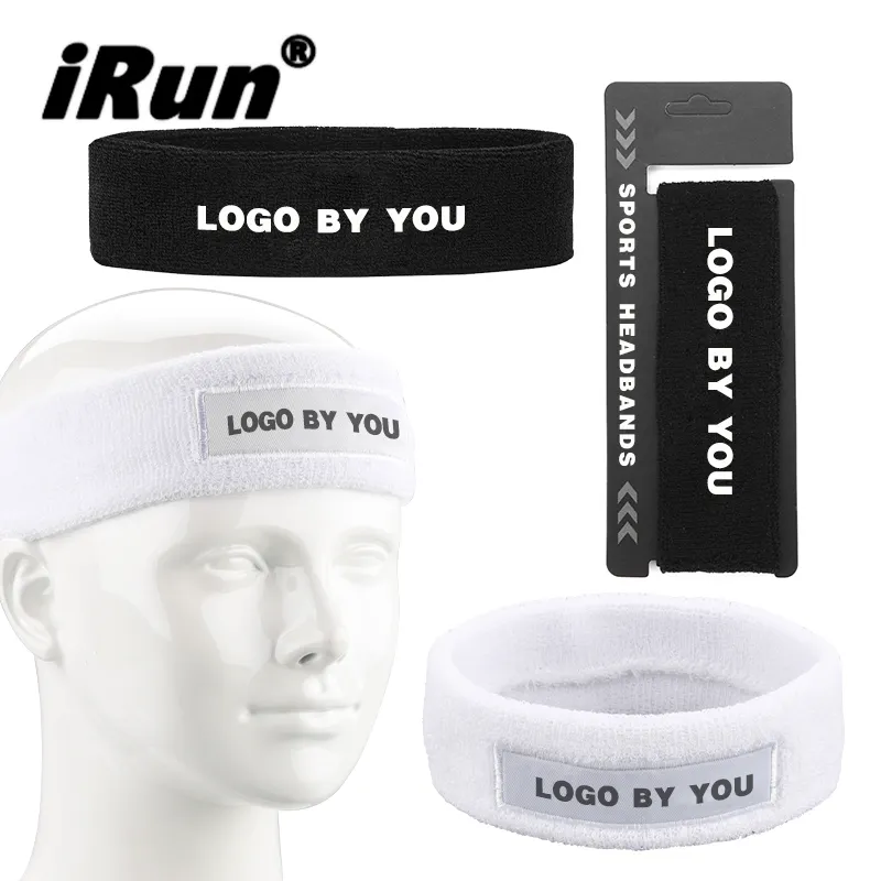 IRun Custom Logo Sweat Headbands Athletic Cotton Headband Fitness Elastic Hair Band Basketball Football Sport Headband