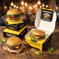 Scatola Ecologica Riciclabile per Hamburger e Sushi, Design Autoportante in Carta Kraft, Resistente al Grasso per Fast Food