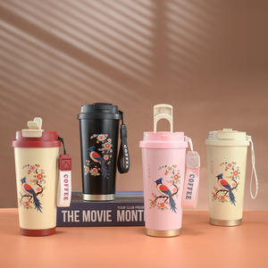 แก้วน้ำสแตนเลส Lily Of The Valley ขนาด 500 มล. แก้วกาแฟแบบพกพาพร้อมหลอดสำหรับผู้ชายและผู้หญิง - Product Image 5