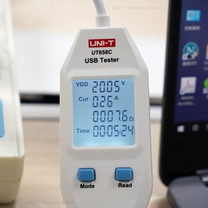 Uni-t UT658 Probador USB de Carga Rápida para Móviles con Interfaz Tipo B/C, Medidor de Corriente, Capacidad, Energía y Resistencia - Product Image 5