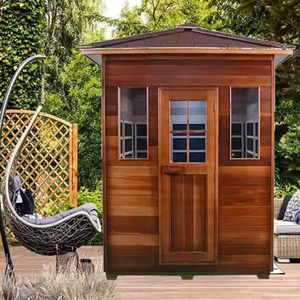 Sauna Eléctrica de Diseño Moderno para Exteriores, <span class=keywords><strong>Madera</strong></span> de <span class=keywords><strong>Cedro</strong></span> Rojo Sólido, Cuarto de Vapor Seco, Panel de Control Computarizado, Relajación con Vapor Seco para la Salud - Product Image 5