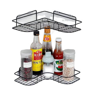 Étagères de rangement métalliques antirouille à un seul niveau pour cuisine, sans perçage, avec adhésif sans trace pour salle de bain et lavabo - Product Image 1