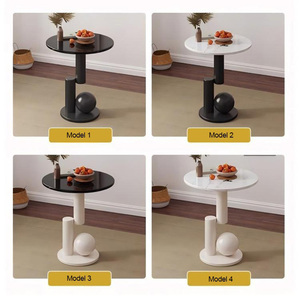 Cream Style Wohnzimmer möbel Günstiger Preis Benutzer definierte einzigartige Rock Plate Kleine weiße moderne runde Kaffee Beistell tisch für Sofa - Product Image 4