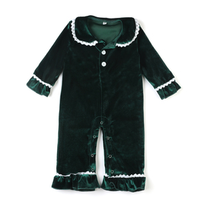 Vente en gros pyjamas pour bébés pyjamas de Noël en velours à manches longues à volants pour bébés filles vêtements de nuit vintage pour tout-petits - Product Image 4