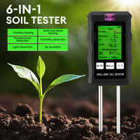 Testeur de sol numérique 6 en 1 multifonctionnel : pH, humidité, fertilité, température, luminosité, mesure de l'humidité du sol, jardin