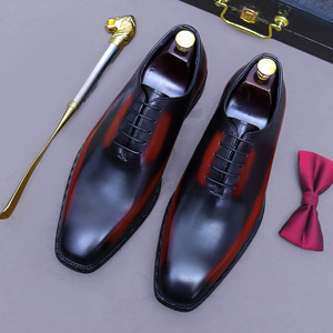 Chaussures de marié en cuir de style britannique haut de gamme, colorées, formelles, à lacets, pour mariage, chaussures Oxford en cuir. - Product Image 5