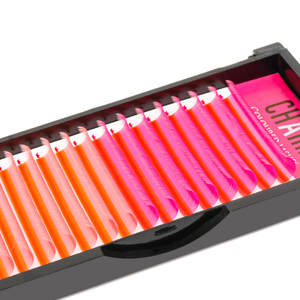 Extensiones de pestañas de fibra PBT coreana vegana Rosa color varios rizos extensiones de pestañas de colores suaves bandeja de pestañas individuales al por mayor - Product Image 2