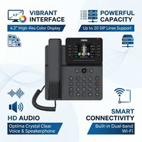 Teléfono IP Gigabit V64 con Pantalla a Color de 3.5'', Wi-Fi de Doble Banda 2.4G/5G, PoE, Conferencia de 6 Vías, 21 Teclas DSS, Teléfono VoIP SIP