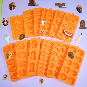 Halloween <b>skull</b> pumpkin chocolate silicone mold, witch ghost gummy candy mold, cake <b>decorating</b> tool - Product Image 3