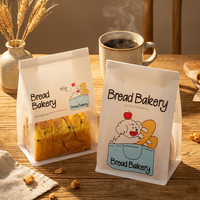 Bolsa de Papel Kraft con Cierre Metálico, Impresa con Ilustraciones Bonitas y Ecológicas, con Ventana Transparente, Apta para Alimentos, para Panadería y Tostadas