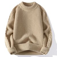 Pull tricoté épais pour homme, nouvelle collection printemps, col rond, anti-plis, style rétro ample et élégant, pour adolescents