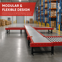 Ligne de production de convoyeurs à rouleaux en acier industriel, vitesse réglable, durable, résistant au feu, pour le stockage en entrepôt, le transfert de cartons