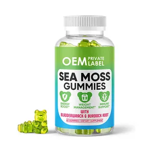 Strawberry apple flavor health food supplement organic immune energy sea moss gummies sugar free