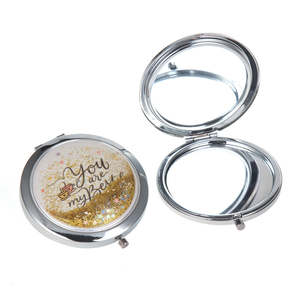 Quicksand Glitter Round <b>Compact</b> Mirror 70mm Portable Folding <b>Makeup</b> Mirror With 95 High Reflectivity Cute Pocket Mirror For - Product Image 3
