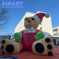 Ours en peluche gonflable de décoration de mascotte d'activité de Noël de grande taille, ballon gonflable d'ours de père Noël mignon pour Noël