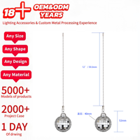 Chaîne de tirage pour ventilateur de plafond boule disco, interrupteur de remplacement 12 pouces en argent miroir pour ventilateurs de plafond, lampes de table, luminaires