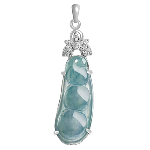 Colgante de jade natural auténtico de color azul agua de loto y verde frijol, con plata S925 y jade de grado hielo, para collar de mujer. - Product Image 2