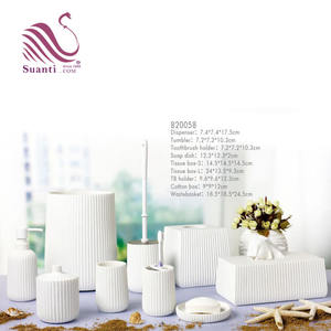 फैक्टरी मूल्य के साथ बेज रंग सजावटी बलुआ पत्थर स्नान उत्पादों साबुन पकवान Polyresin बाथरूम Asscssories सेट - Product Image 2