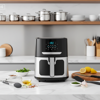 Friteuse à air numérique électrique personnalisée 1800W, 8L, avec écran LCD, thermostat réglable, surface antiadhésive en PTFE, protection contre la surchauffe, pour usage domestique