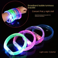 Bracelet lumineux LED personnalisé avec logo, bracelet à bulles plat en acrylique à large bande, bracelet à bulles coloré Nicro, bracelet à bulles flash personnalisé avec logo
