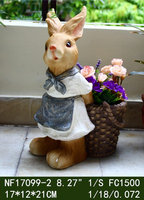 Pot de fleurs créatif en résine avec deux lapins, design animal amusant, Art déco, fait main, certifié BSCI, pour la maison, le jardin et l'extérieur