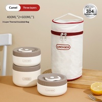 Boîte à lunch isotherme portable en acier inoxydable 304 à double compartiment, qualité alimentaire, isolation sous vide 24h, anti-fuite et compatible micro-ondes